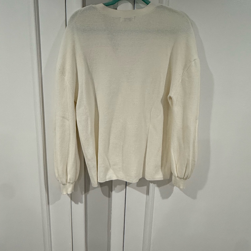 Women's Cream Cardigan Sweater 525 - Picture 9 of 9